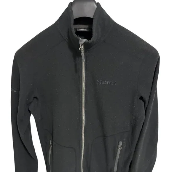 Marmot Fleece Mens Jacket Coat Size Medium Black Full Zip - Picture 1 of 6